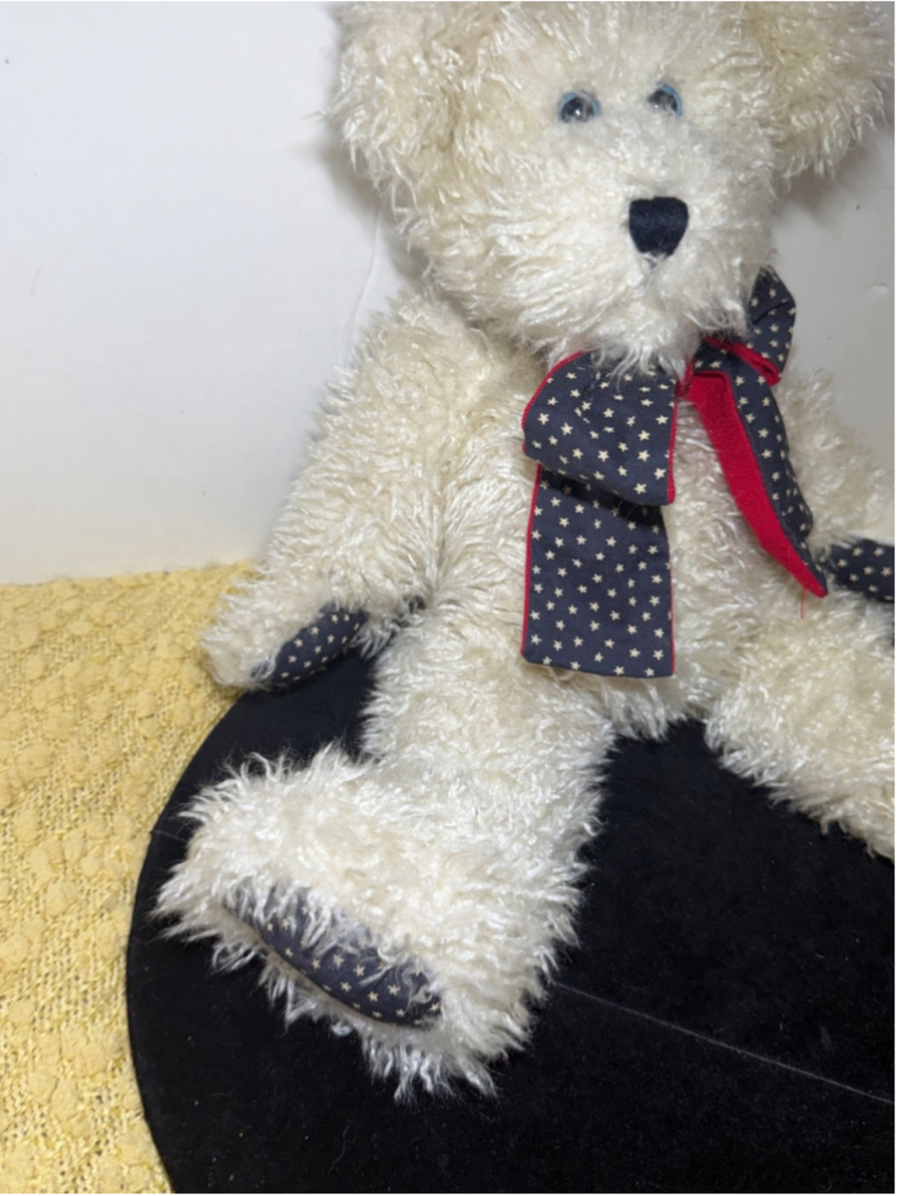 Boyds Collection Ltd 1998 Plush Teddy Bear White Patriotic Star Bow Stuffed Anim - Picture 5 of 13